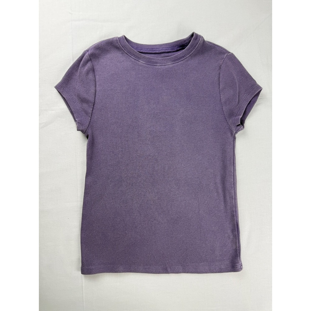 PacSun PAC Cares Ribbed Short Sleeve Tee Purple Crew Neck XS Baby Tee